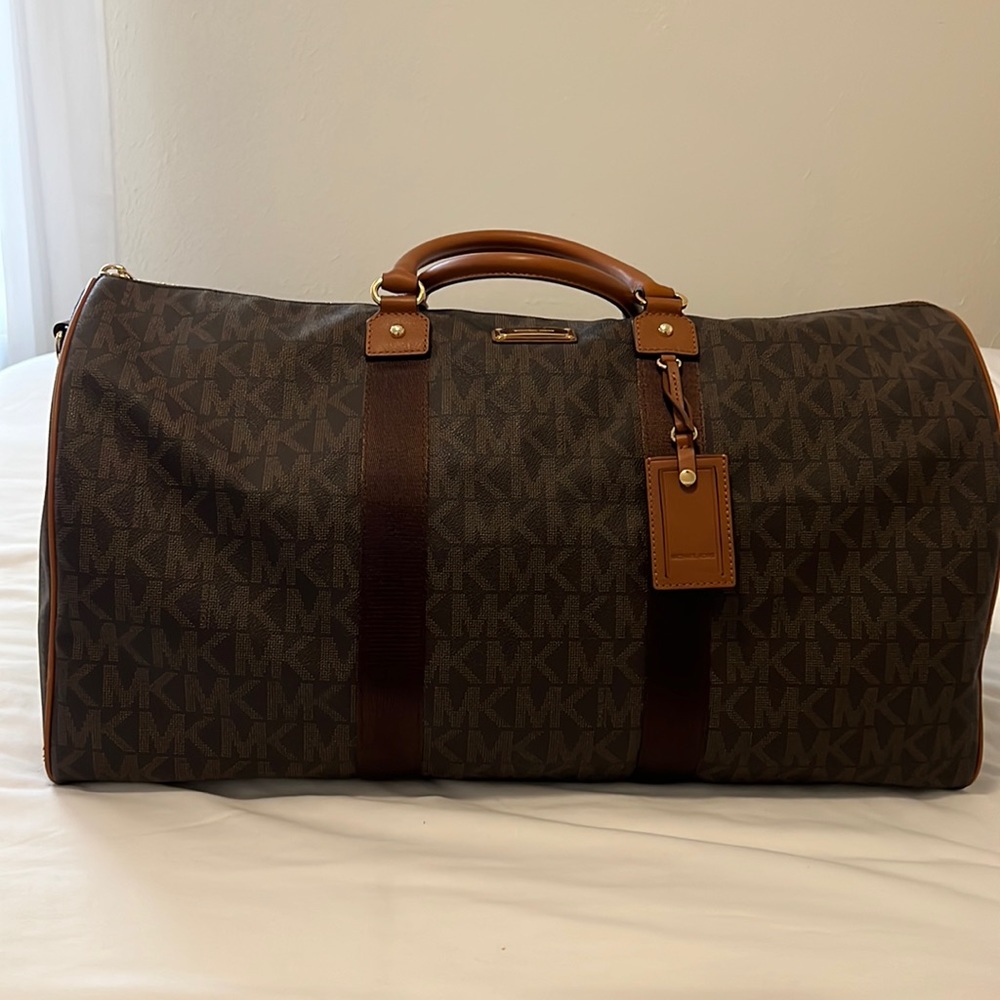Michael Kors Brown PVC Large Travel Duffle Bag